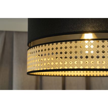Duolla - Felületre szerelhető csillár DOUBLE RATTAN 1xE27/15W/230V átm. 40 cm fekete/bézs