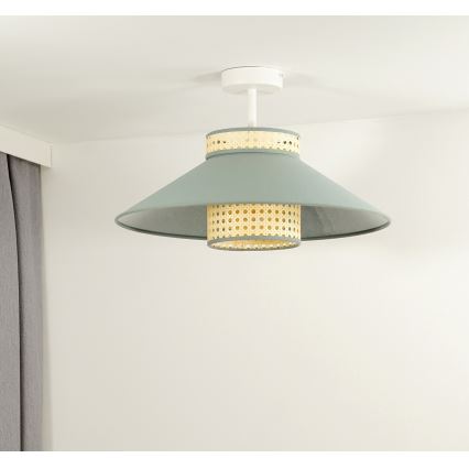 Duolla - Felületre szerelhető csillár RIO RATTAN 1xE27/15W/230V átm. 45 cm zöld/rattan