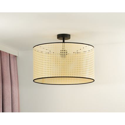 Duolla - Felületre szerelhető csillár ROLLER RATTAN 1xE27/15W/230V átm. 45 cm bézs/fekete