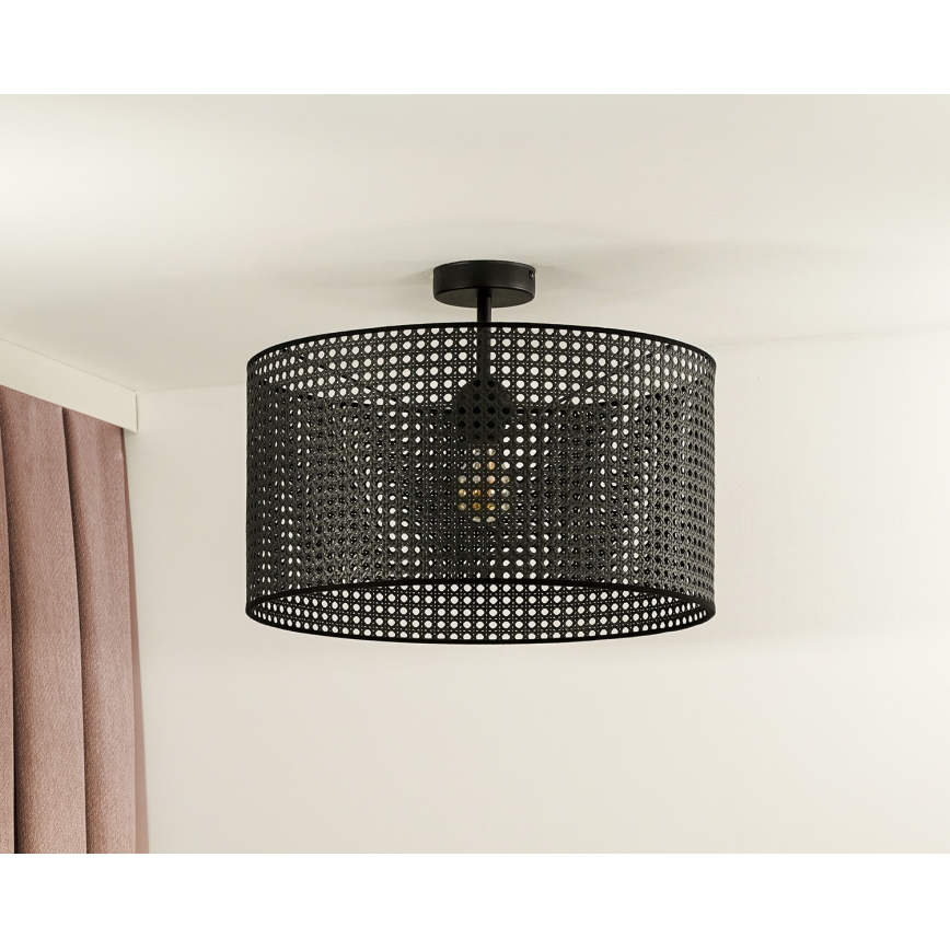 Duolla - Felületre szerelhető csillár ROLLER RATTAN 1xE27/15W/230V átm. 45 cm fekete