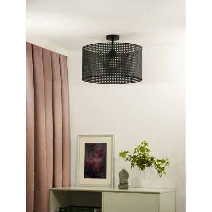 Duolla - Felületre szerelhető csillár ROLLER RATTAN 1xE27/15W/230V átm. 45 cm fekete