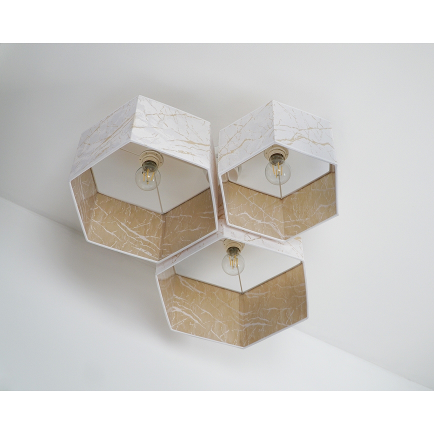 Duolla - Felületre szerelhető csillár ROLLER TRIO HEX 3xE27/15W/230V fehér/arany