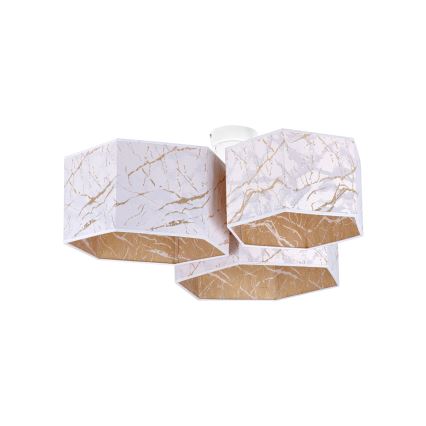 Duolla - Felületre szerelhető csillár ROLLER TRIO HEX 3xE27/15W/230V fehér/arany