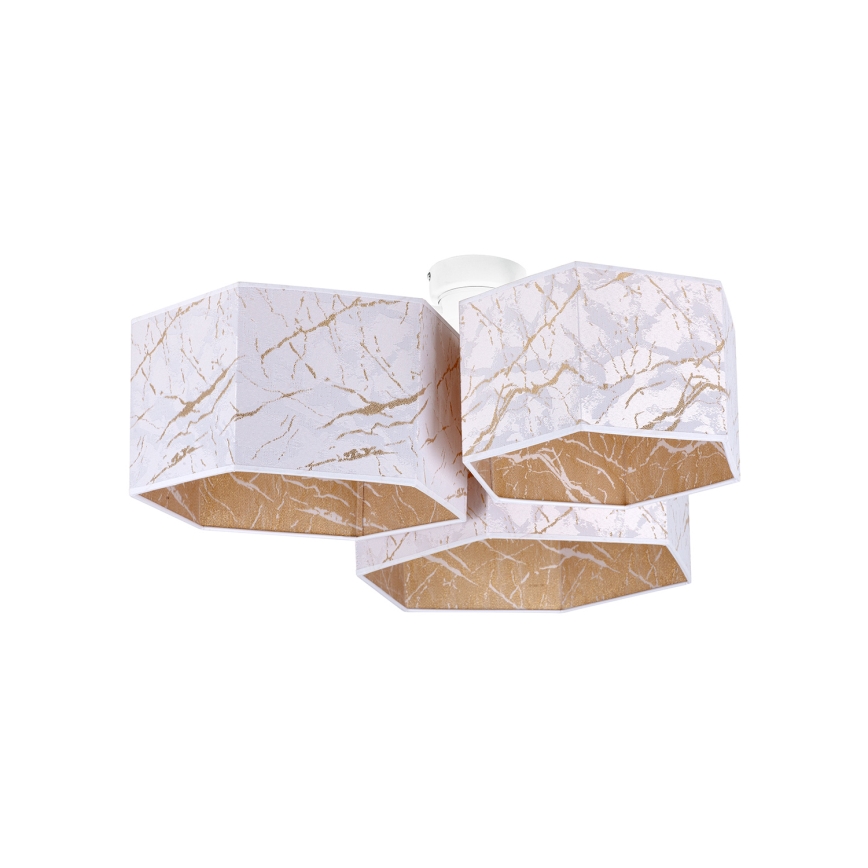 Duolla - Felületre szerelhető csillár ROLLER TRIO HEX 3xE27/15W/230V fehér/arany