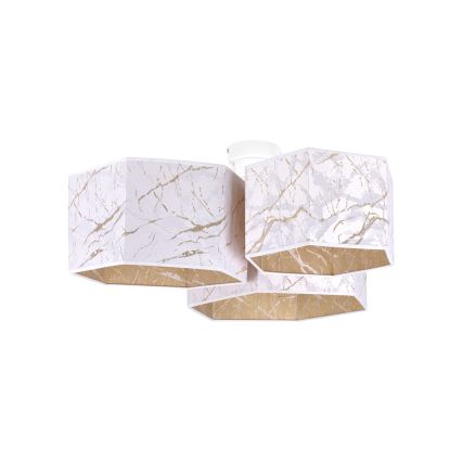 Duolla - Felületre szerelhető csillár ROLLER TRIO HEX 3xE27/15W/230V fehér/arany