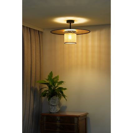 Duolla - Felületre szerelhető csillár TOKYO RATTAN 1xE27/15W/230V átm. 50 cm arany/rattan