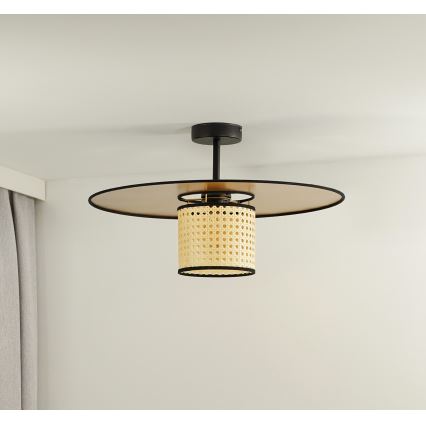 Duolla - Felületre szerelhető csillár TOKYO RATTAN 1xE27/15W/230V átm. 50 cm arany/rattan