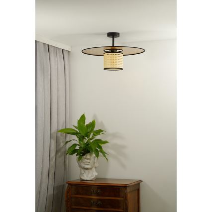 Duolla - Felületre szerelhető csillár TOKYO RATTAN 1xE27/15W/230V átm. 50 cm arany/rattan