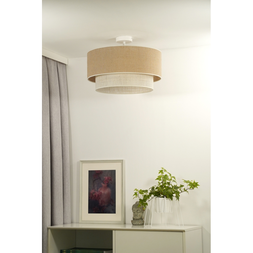 Duolla - Felületre szerelhető csillár YUTE BOHO 3xE27/15W/230V átm. 60 cm barna/krémes