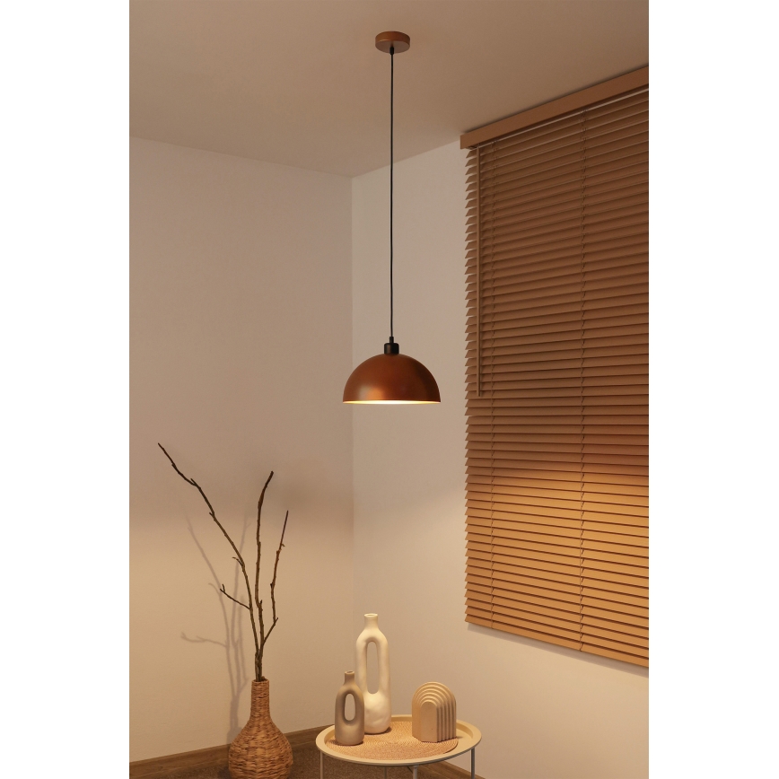 Duolla - IRONLINE zsinóros függőlámpa 1xE27/15W/230V átmérő 27 cm réz/fekete