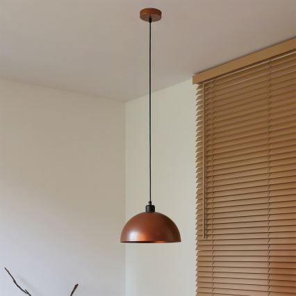 Duolla - IRONLINE zsinóros függőlámpa 1xE27/15W/230V átmérő 27 cm réz/fekete