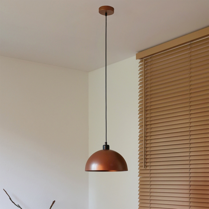 Duolla - IRONLINE zsinóros függőlámpa 1xE27/15W/230V átmérő 27 cm réz/fekete
