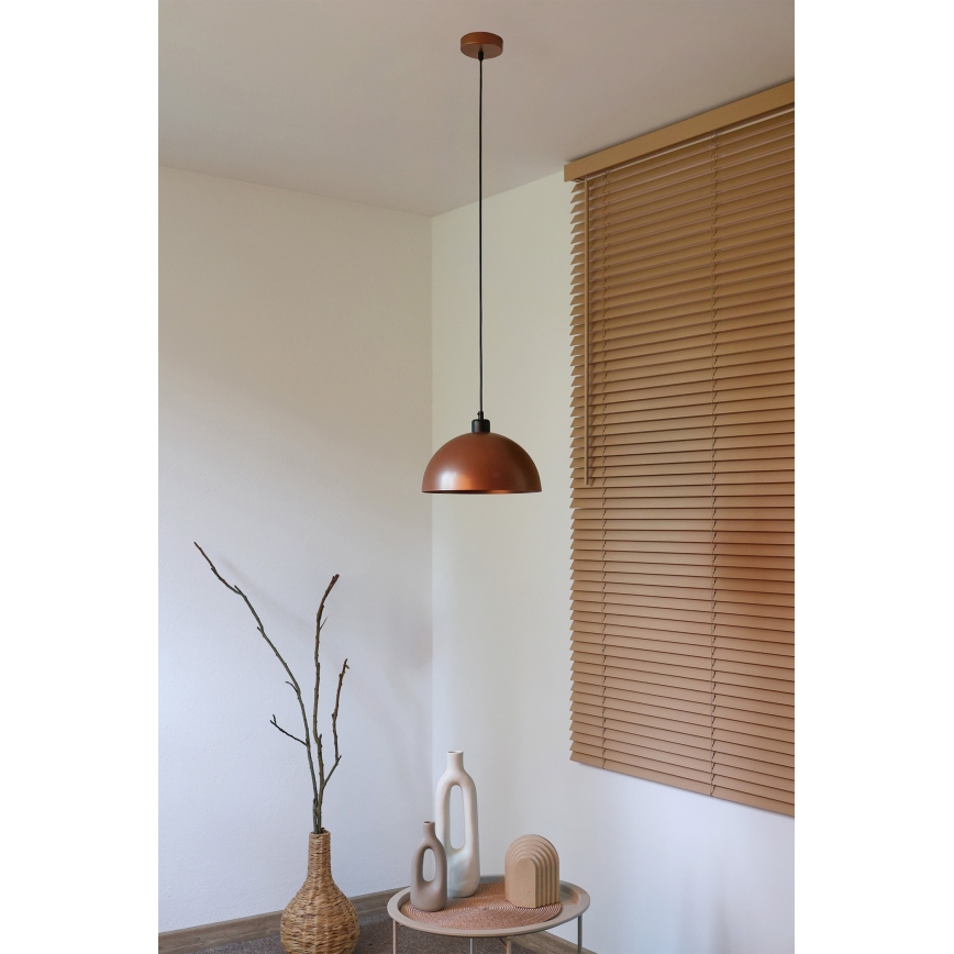 Duolla - IRONLINE zsinóros függőlámpa 1xE27/15W/230V átmérő 27 cm réz/fekete