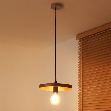 Duolla - Kábeles függőlámpa IRONLINE 1xE27/15W/230V átm. 30 cm réz/fekete