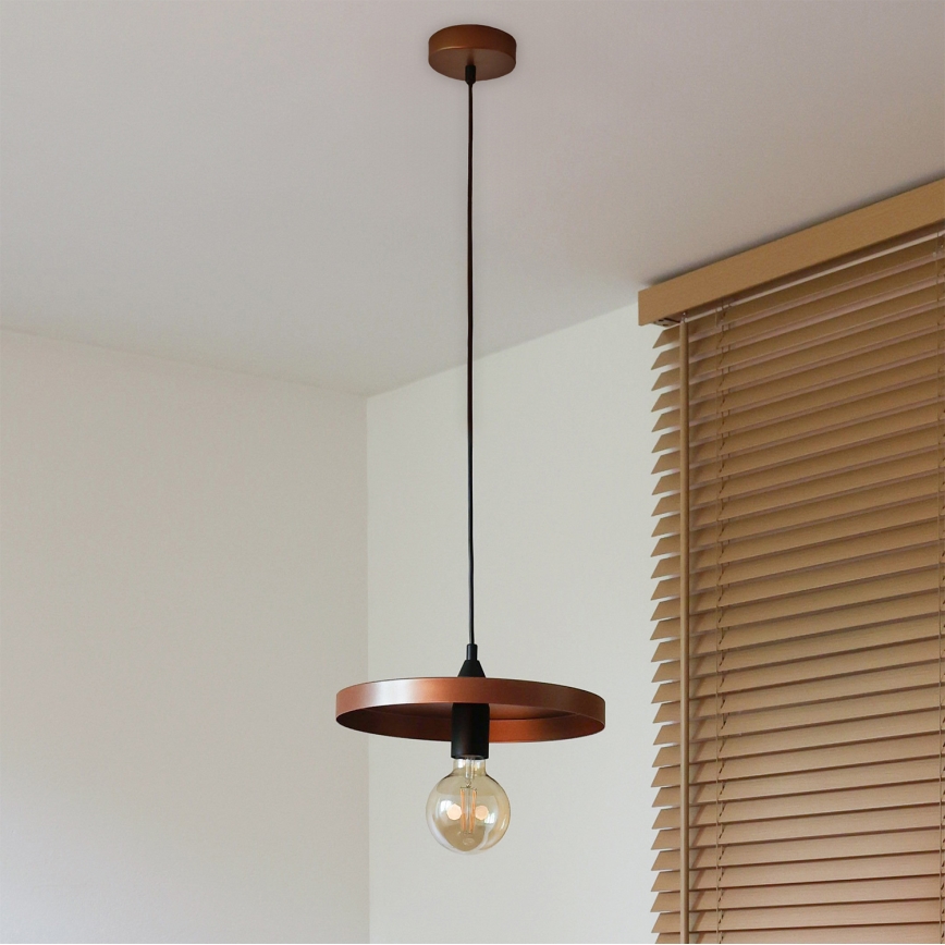 Duolla - Kábeles függőlámpa IRONLINE 1xE27/15W/230V átm. 30 cm réz/fekete