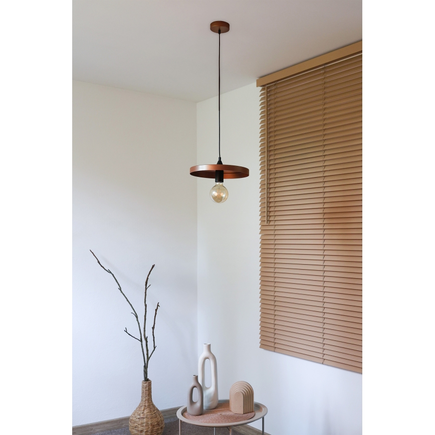 Duolla - Kábeles függőlámpa IRONLINE 1xE27/15W/230V átm. 30 cm réz/fekete