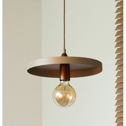 Duolla - Kábeles függőlámpa IRONLINE 1xE27/15W/230V, átmérő 30 cm, bézs/réz