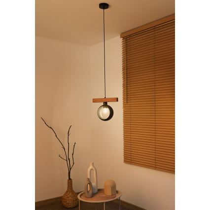 Duolla - Kábelre függesztett csillár IRONLINE 1xE27/15W/230V fenyő tölgy/fekete
