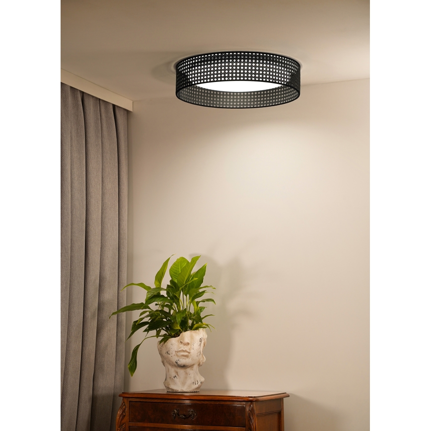 Duolla - LED Mennyezeti lámpa ROLLER RATTAN LED/24W/230V átm. 45 cm fekete