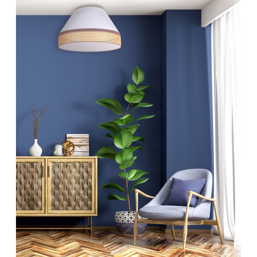 Duolla - Mennyezeti lámpa AVIGNON 1xE27/15W/230V á. 50 cm fehér/rattan