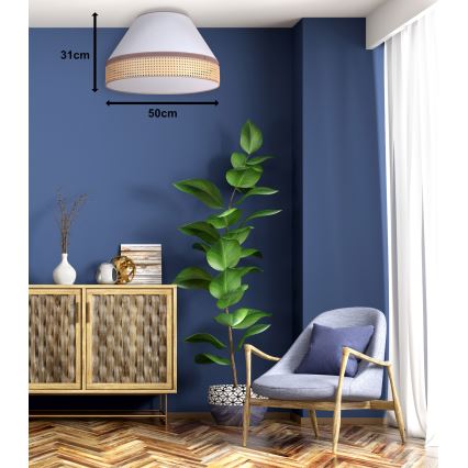 Duolla - Mennyezeti lámpa AVIGNON 1xE27/15W/230V á. 50 cm fehér/rattan