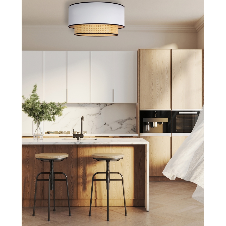 Duolla - Mennyezeti lámpa BOHO 1xE27/15W/230V átm. 45 cm fehér/rattan