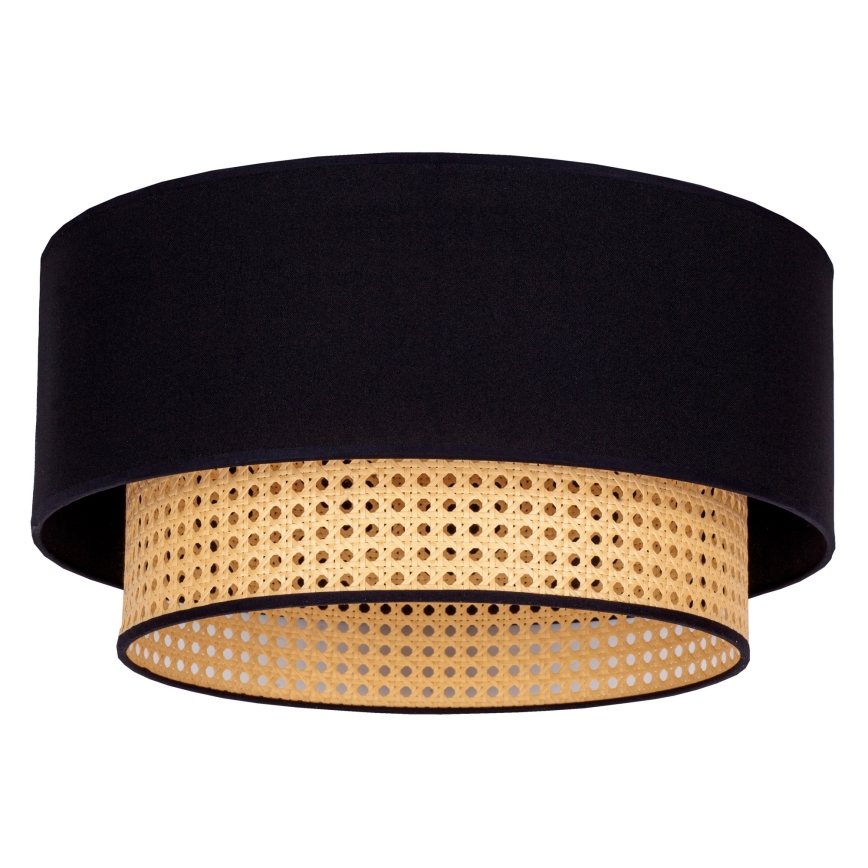 Duolla - Mennyezeti lámpa BOHO 1xE27/15W/230V átm. 45 cm fekete/rattan