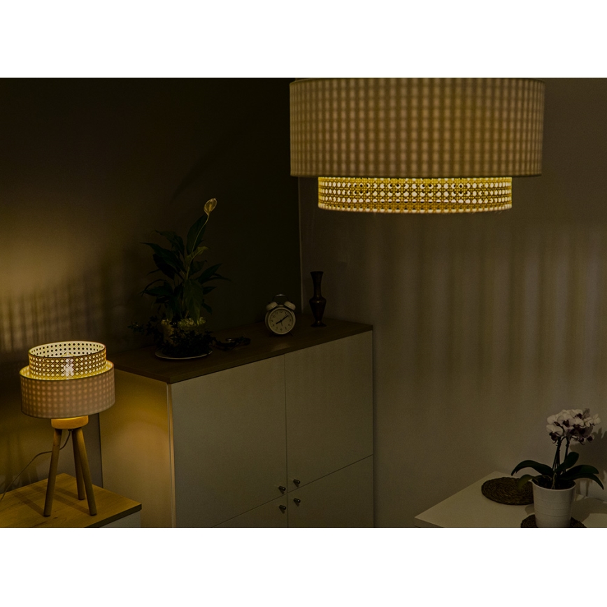 Duolla - Mennyezeti lámpa BOHO 3xE27/15W/230V átm. 60 cm krém/rattan