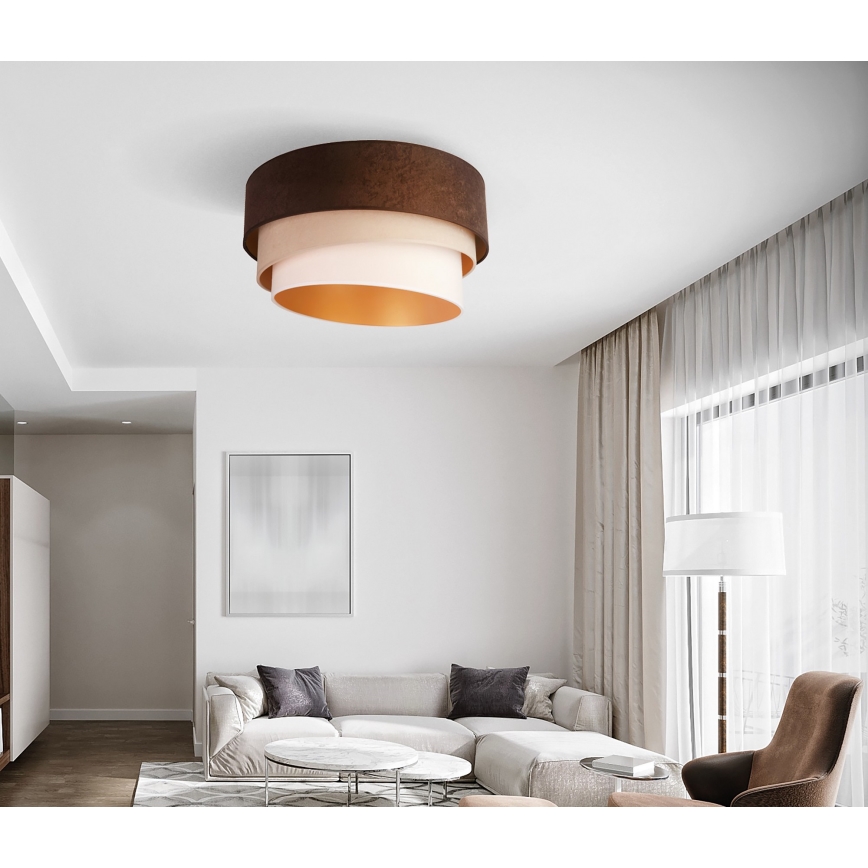 Duolla - Mennyezeti lámpa DEVON 1xE27/40W/230V átm. 45 cm barna/bézs