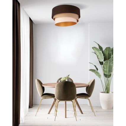 Duolla - Mennyezeti lámpa DEVON 1xE27/40W/230V átm. 45 cm barna/bézs