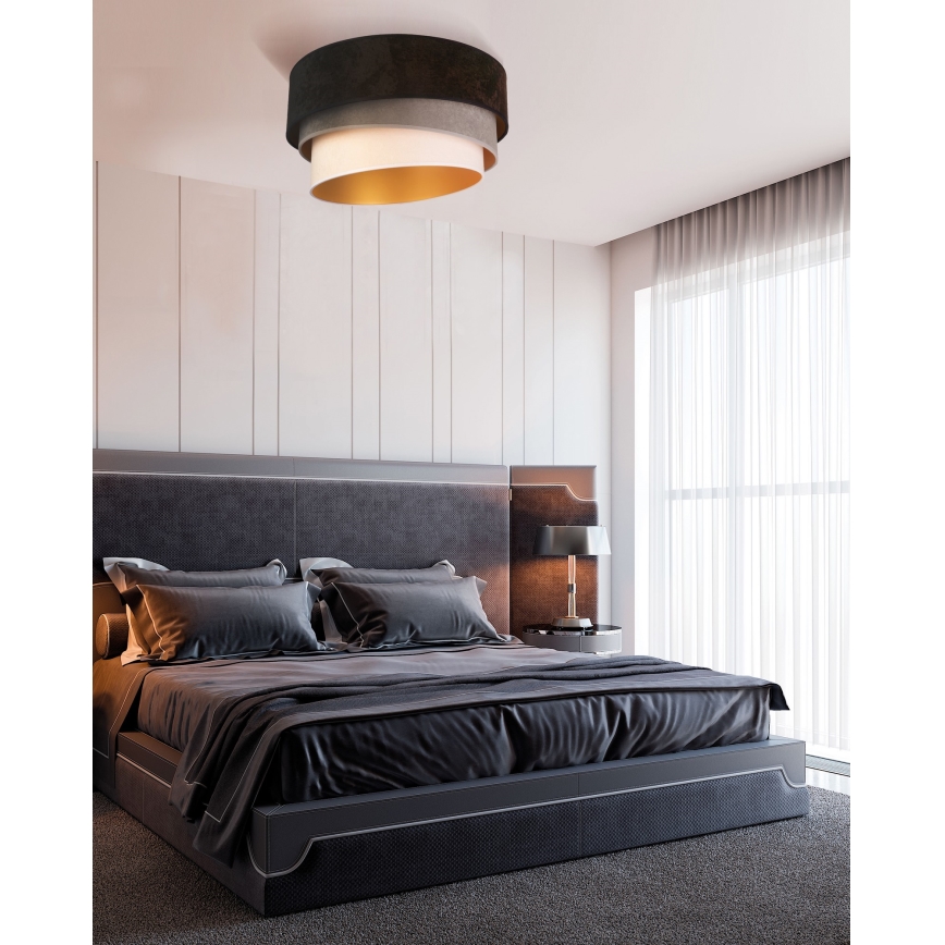 Duolla - Mennyezeti lámpa DEVON 1xE27/40W/230V átm. 45 cm fekete/szürke/bézs