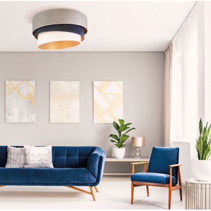 Duolla - Mennyezeti lámpa DEVON 1xE27/40W/230V átm. 45 cm szürke/kék/bézs