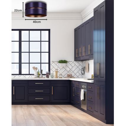 Duolla - Mennyezeti lámpa DUO 1xE27/15W/230V átm. 40 cm kék/arany