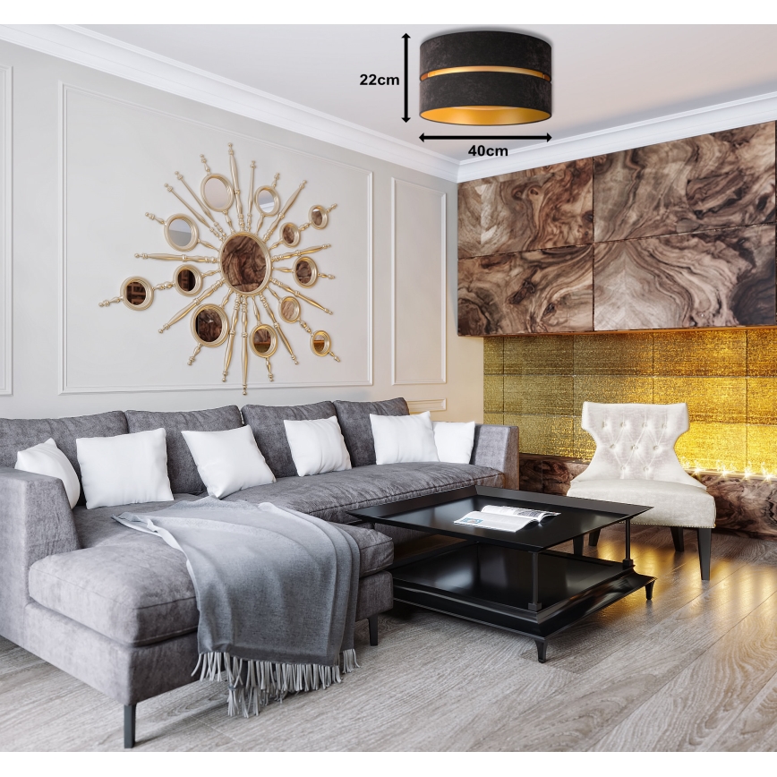 Duolla - Mennyezeti lámpa DUO 1xE27/40W/230V átm. 40 cm fekete/arany