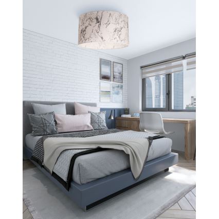 Duolla - Mennyezeti lámpa MARBLE 1xE27/40W/230V átm. 45 cm fehér/szürke