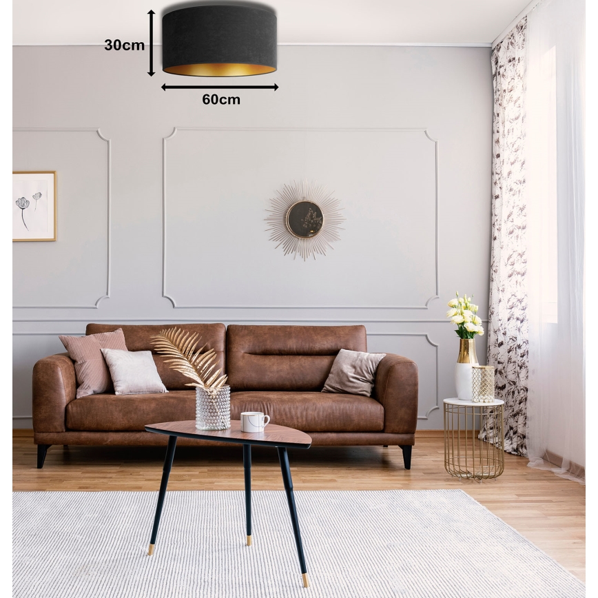 Duolla - Mennyezeti lámpa ROLLER 3xE27/15W/230V á. 60 cm fekete/arany