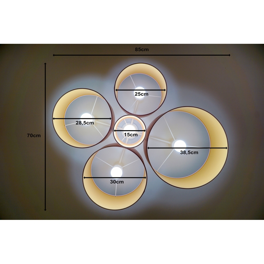 Duolla - Mennyezeti lámpa ROLLER PENTO 5xE27/60W/230V rózsaszín