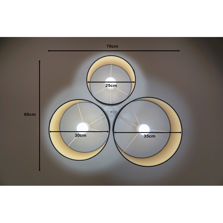 Duolla - Mennyezeti lámpa ROLLER TRIO 3xE27/60W/230V antracit