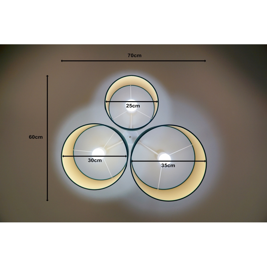 Duolla - Mennyezeti lámpa ROLLER TRIO 3xE27/60W/230V zöld/arany