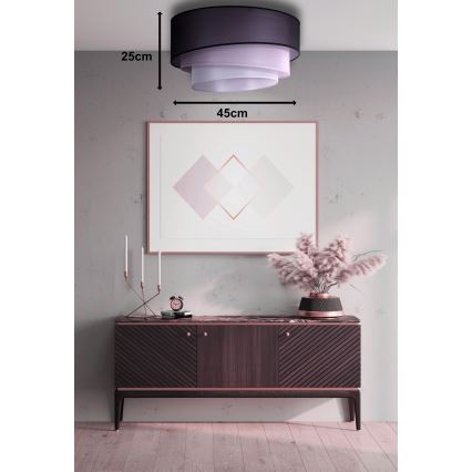 Duolla - Mennyezeti lámpa TRIO 1xE27/15W/230V á. 45 cm fekete/rózsaszín/ezüst