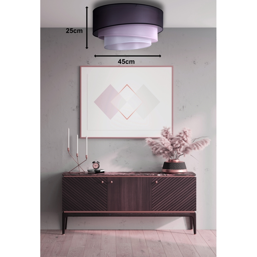 Duolla - Mennyezeti lámpa TRIO 1xE27/15W/230V á. 45 cm fekete/rózsaszín/ezüst