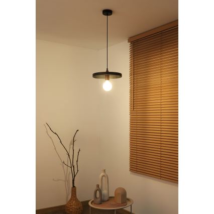 Duolla - Zsinóros függeszték IRONLINE 1xE27/15W/230V átm. 30 cm fekete/rézszínű