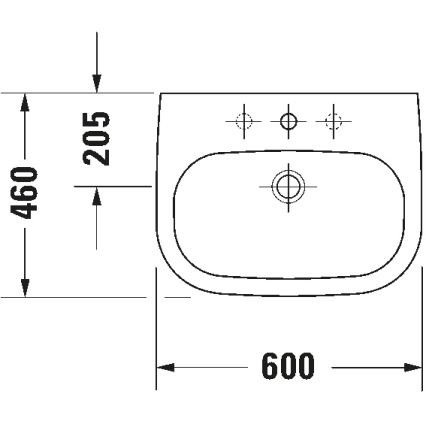 Duravit 23106000002 - D-CODE falra szerelhető mosdó 60x46 cm, kerámia, fényes fehér