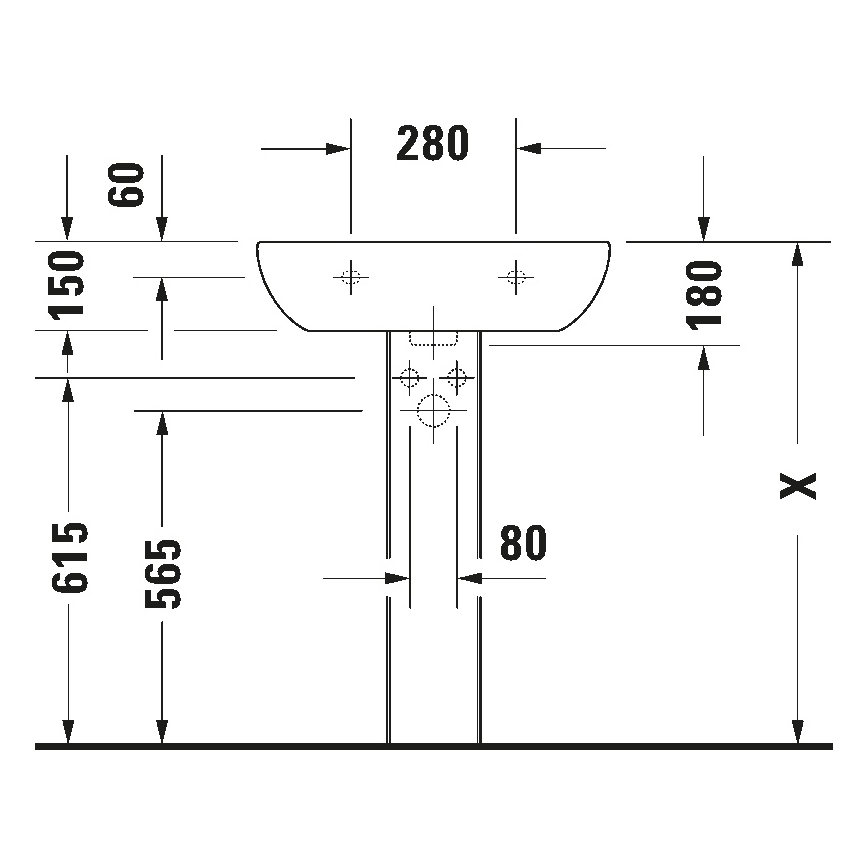 Duravit 23106000002 - D-CODE falra szerelhető mosdó 60x46 cm, kerámia, fényes fehér