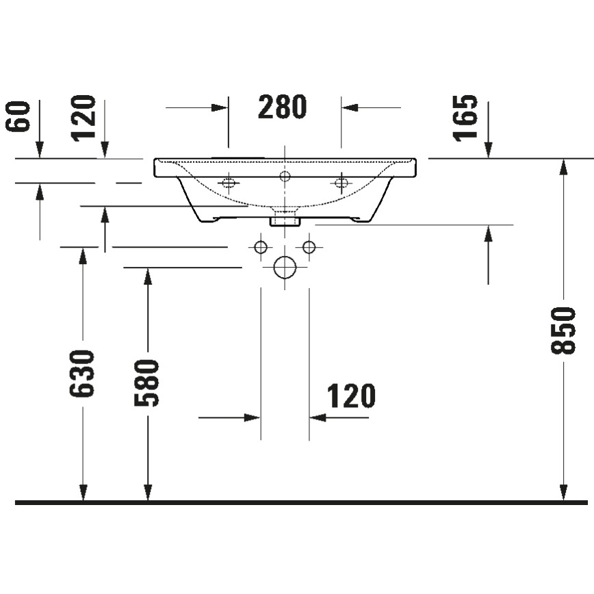 Duravit 2367650060 - Falra szerelhető D-NEO mosdó 65x48 cm, kerámia/magasfényű fehér