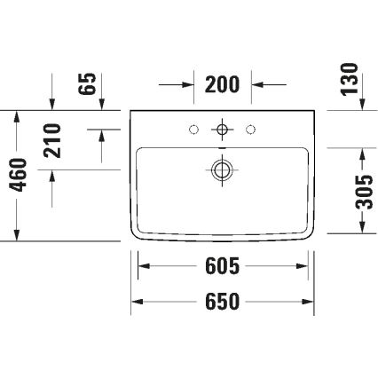 Duravit 23756500002 - Falra szerelhető D-NEO mosdó 65x46 cm kerámia/fényes fehér
