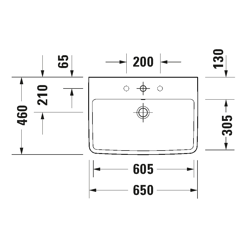 Duravit 23756500002 - Falra szerelhető D-NEO mosdó 65x46 cm kerámia/fényes fehér