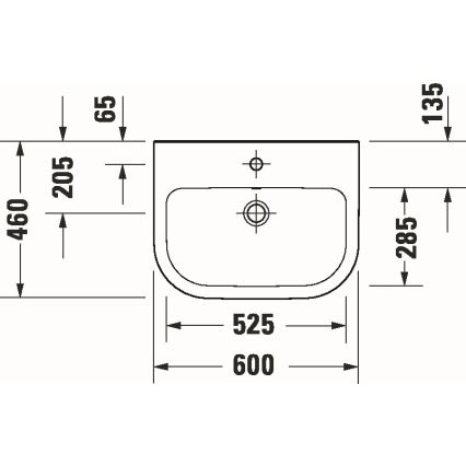 Duravit 23986000002 - Falra szerelhető mosdó D-CODE 60x46 cm kerámia/fényes fehér
