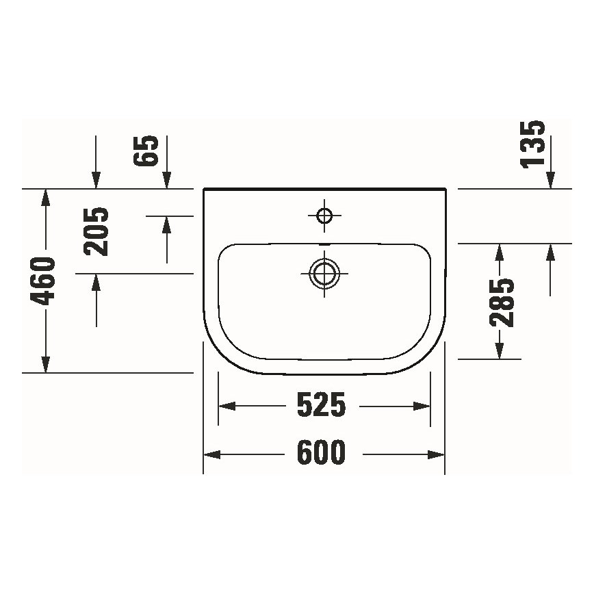 Duravit 23986000002 - Falra szerelhető mosdó D-CODE 60x46 cm kerámia/fényes fehér