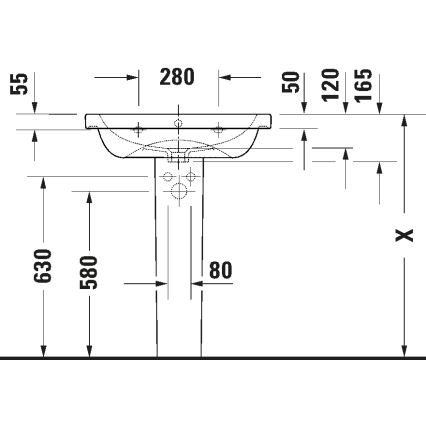 Duravit 23996500002 - D-CODE függesztett mosdó 65x48 cm kerámia/fényes fehér